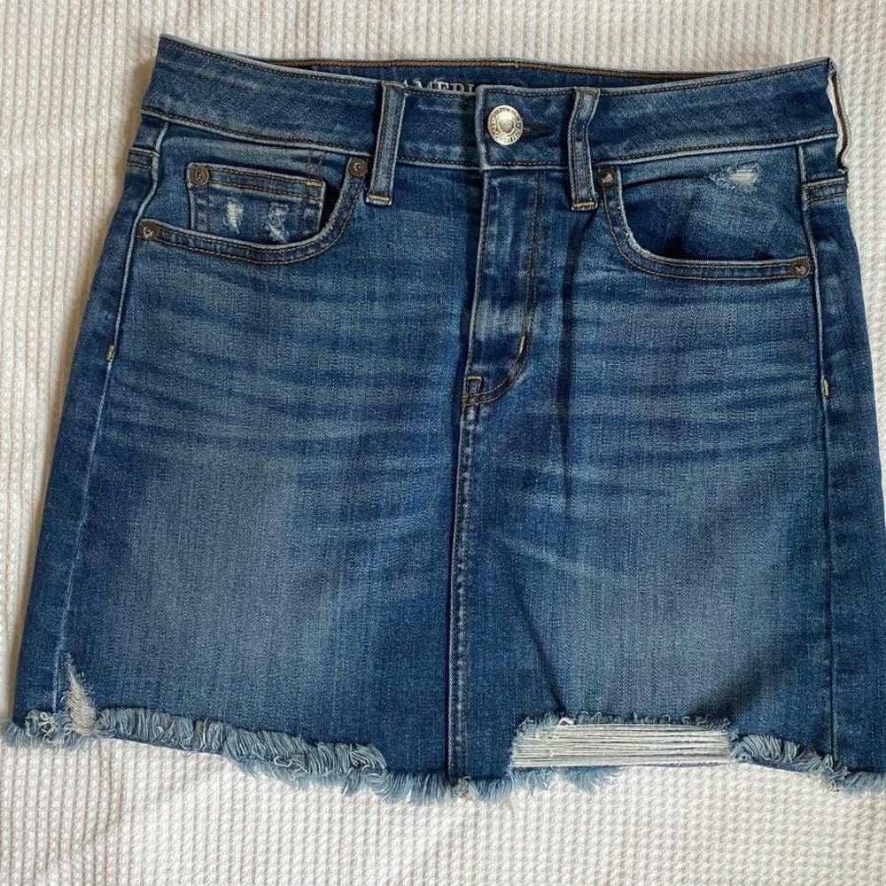 AEO Denim Ripped Mini Skirt size 4